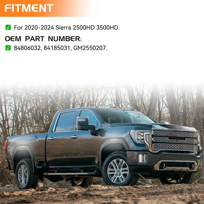 

Переднее и заднее крыло, боковые указатели поворота для GMC Sierra 2500HD 3500HD 20-24, 4 шт./компл., светодиодные сигнальные индикаторные лампы