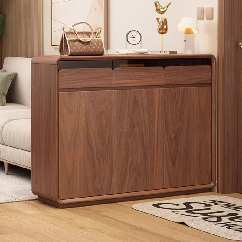 Meuble à chaussures en bois gain de place avec miroir, étagère design pour couloir, entrée, cuisine 