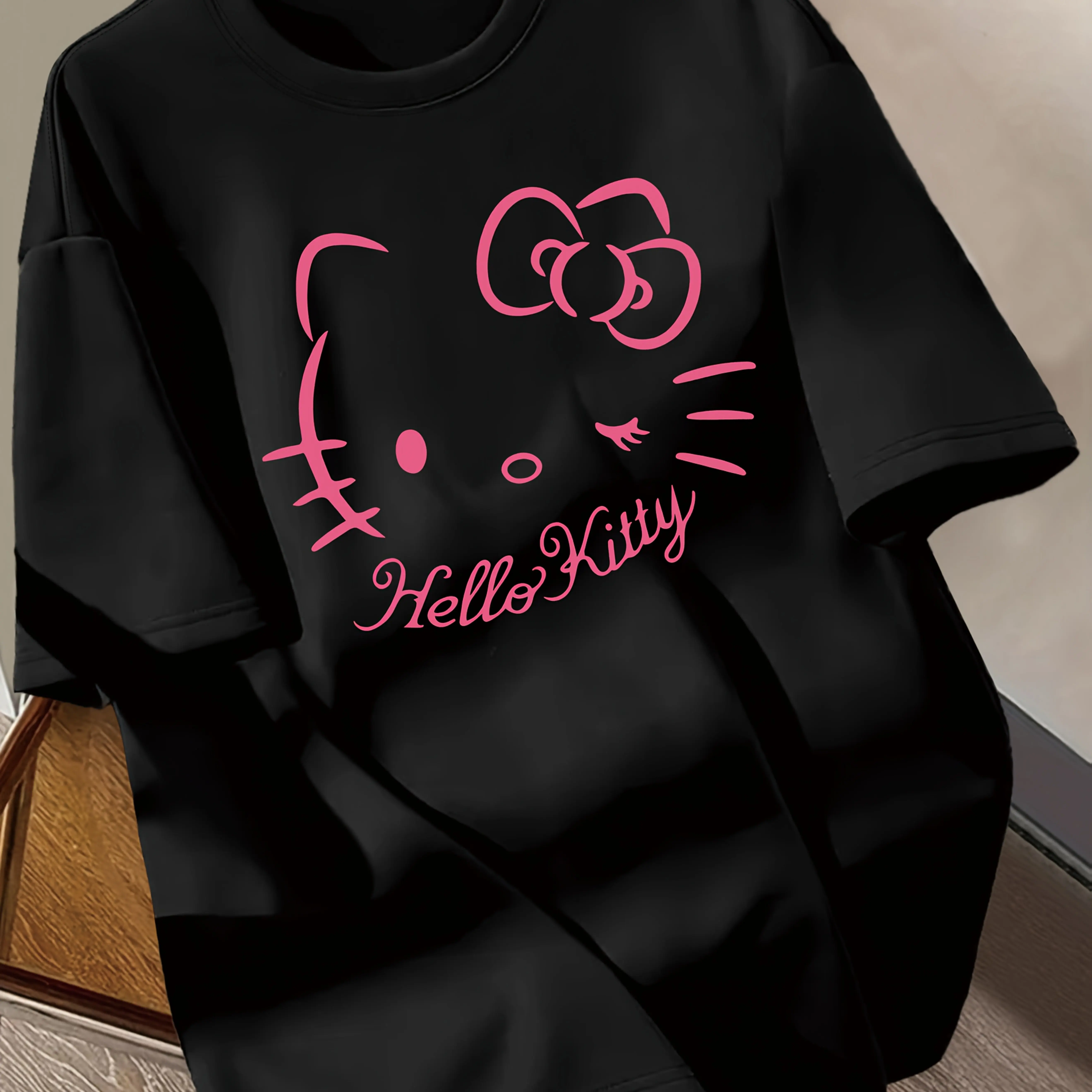 

Хлопковые мужские и женские футболки с графическим принтом «Hello Kitty», лето, осень-зима, роскошные брендовые спортивные футболки с короткими рукавами