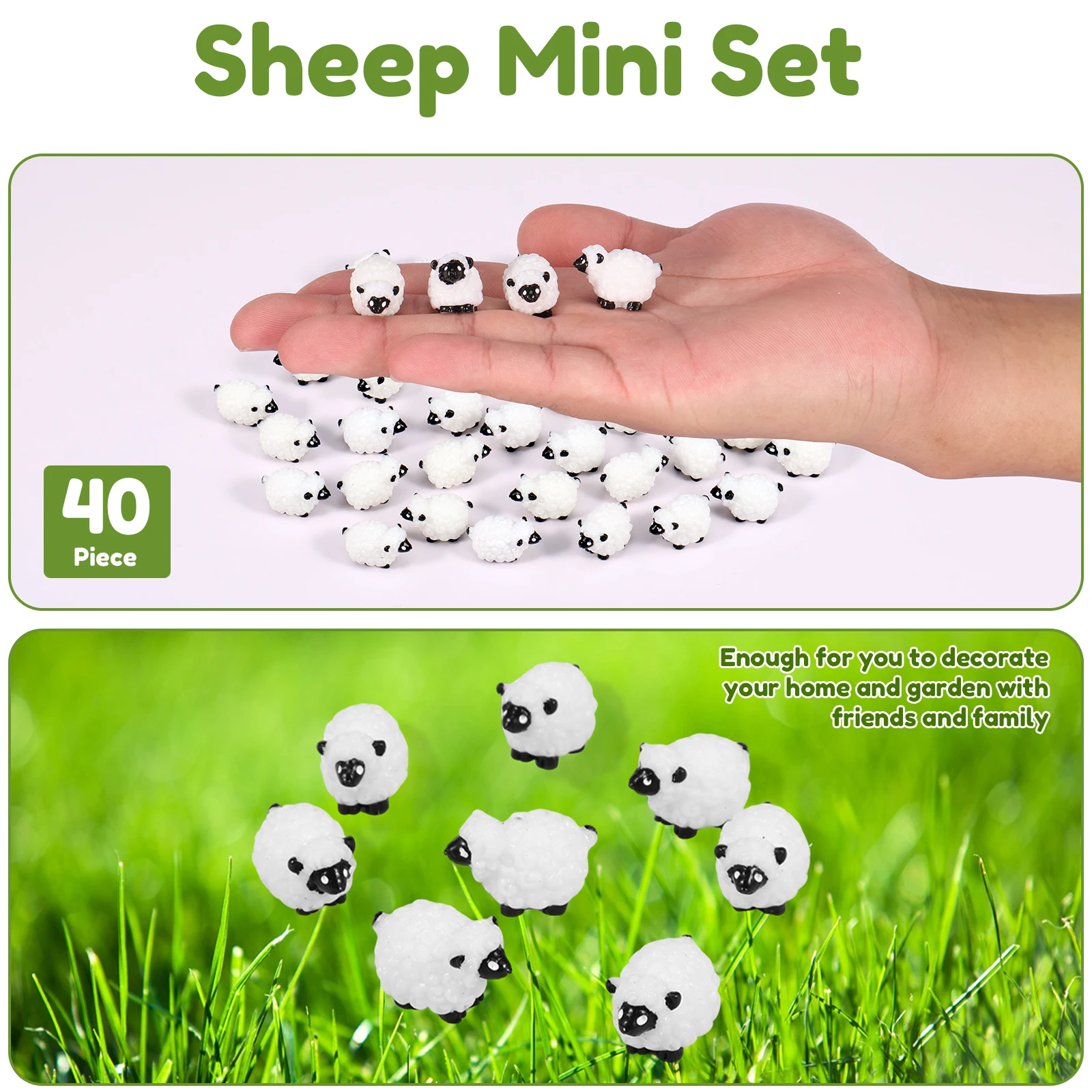 40/120Pcs Miniature Sheep Figures Resin Mini Garden Sheep Realistic Sheep Cake Topper Fairy Garden Accessories Animals Model DIY