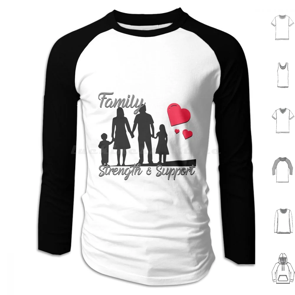 Family Strength & Support Hoodies Long Sleeve Family Cute Funny Retro Vintage Camp Camping Love Airstream Hiking Road
