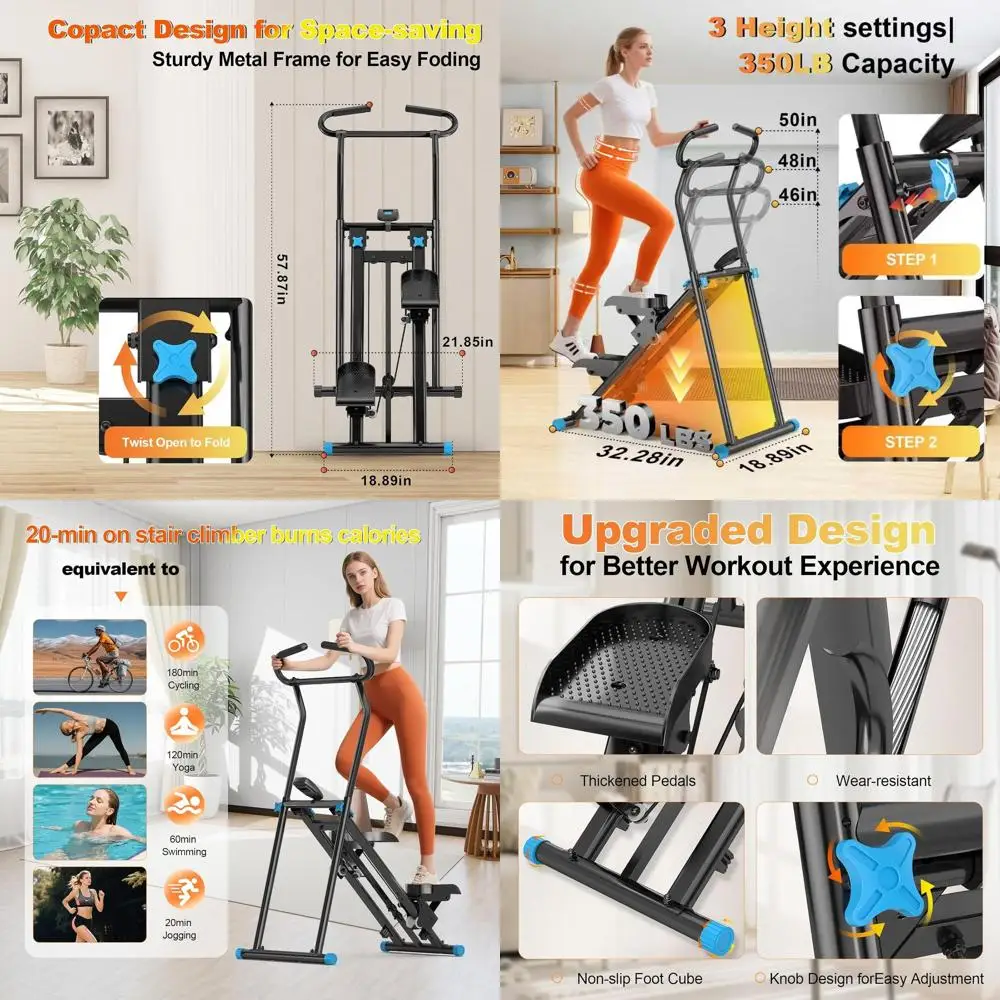 

Компактный кардиотренажер с ЖК-дисплеем, нескользящими педалями, грузоподъемностью 350 фунтов для домашних тренировок