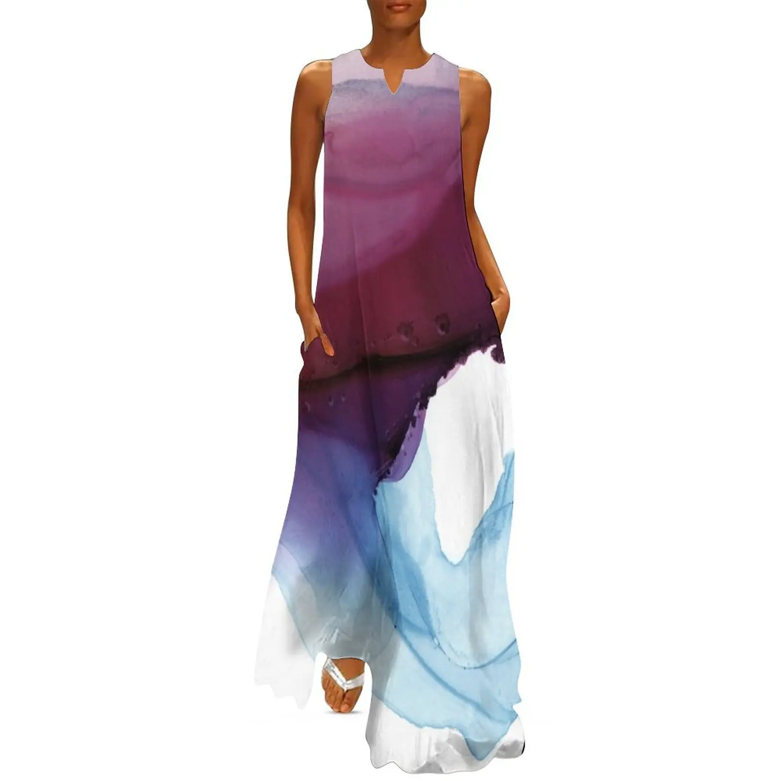 

Shades of Purple, Abstract Fluid Artwork Long Dress Dresses dress women summer 2024 loose summer dress