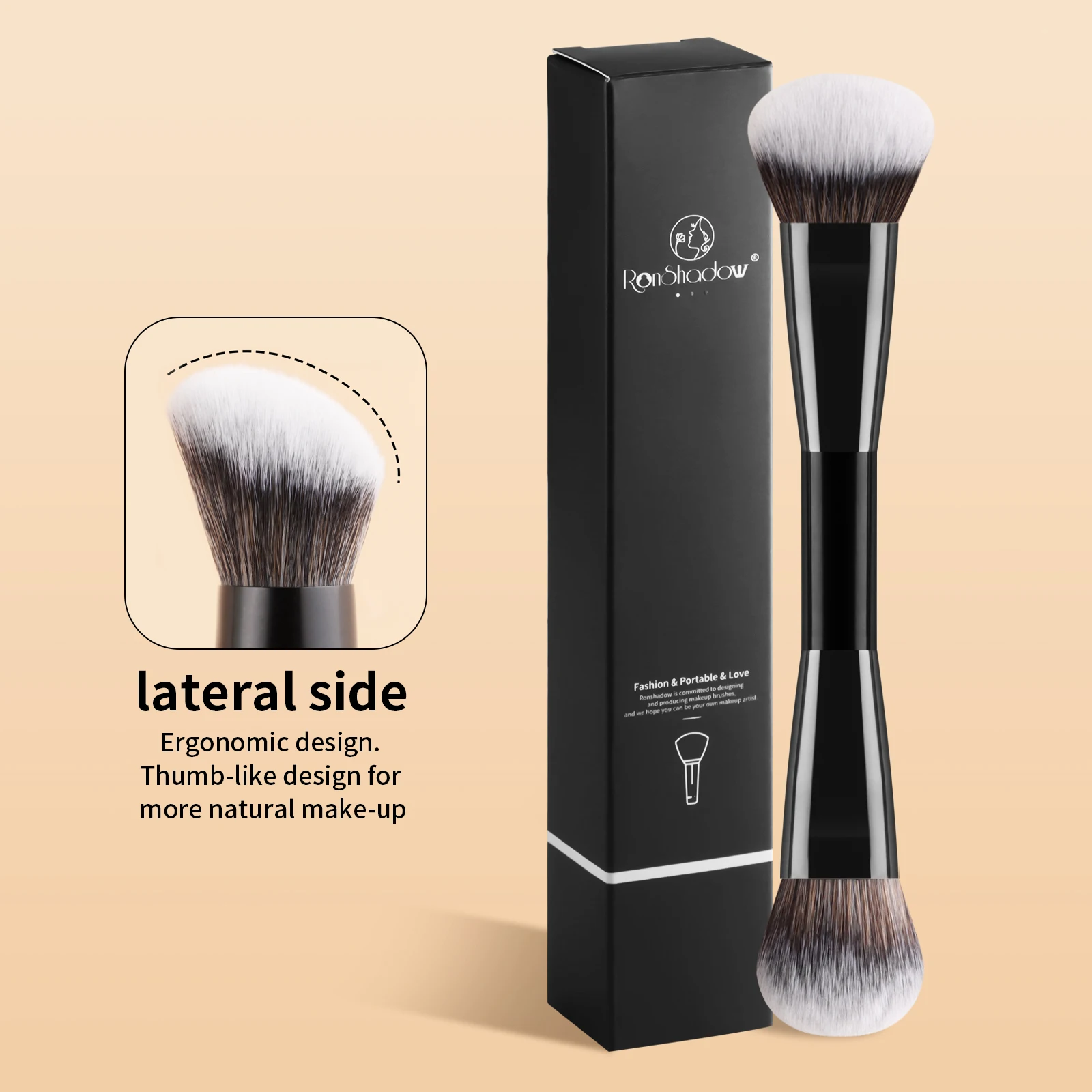 1Pc Box Packed 2 In 1 Blush Powder Brush Wet Dry Use Contour Brush Mini Portable For Short Trip Makeup