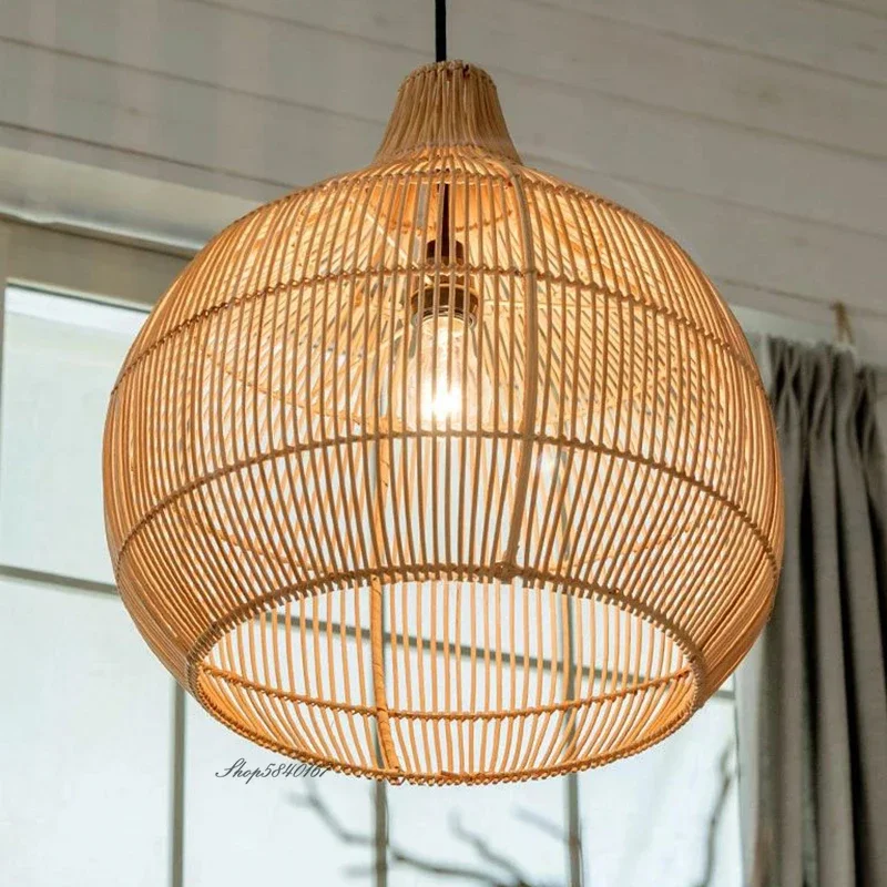 NEW Handmade Rattan Woven Pendent Lamp Retro Decorative Lighting Fixtures Creative Designer Art  Indoor Decorative Lights