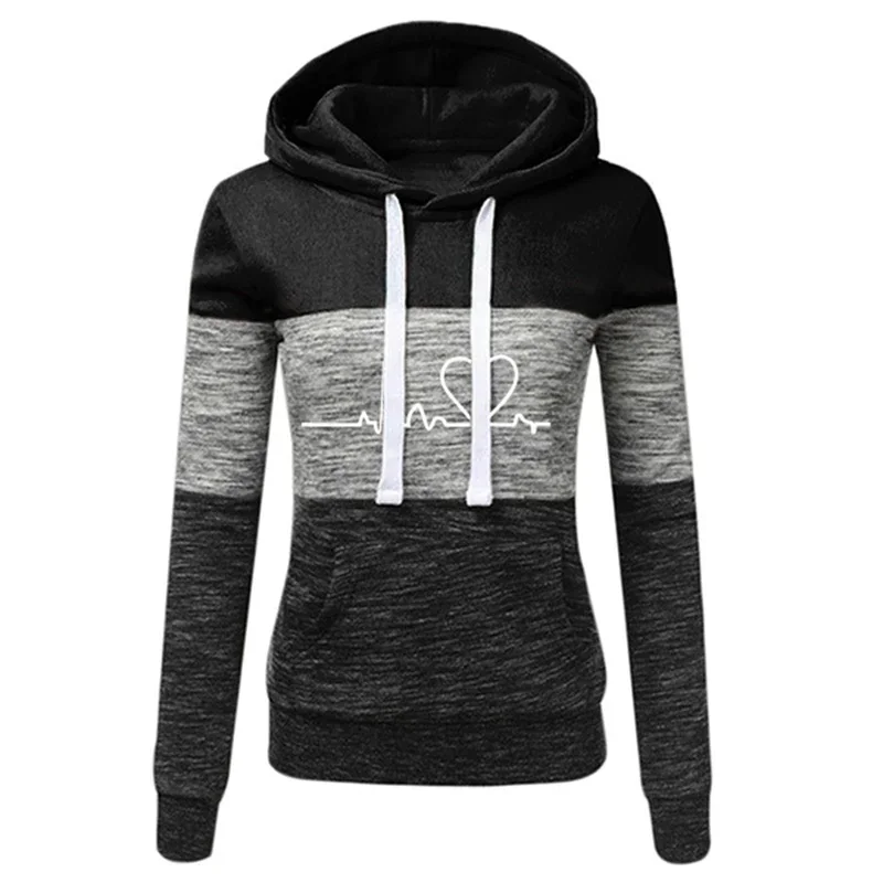 Damen-Trainingsanzug mit Print, Kapuzenpullover, Jogginghose, Farbblock-Design, vielseitig, lässig, Sport-Outfit, Größen S-3XL – Detail 9