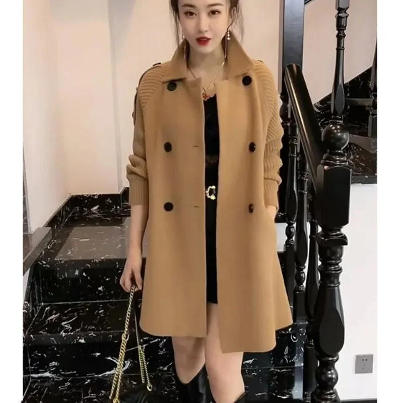 

Double-Sided Coat Women 2022 New Autumn Winter Fat Loose Korean Version Wild Long Trench Coat Thickened Casual Outcoat Female