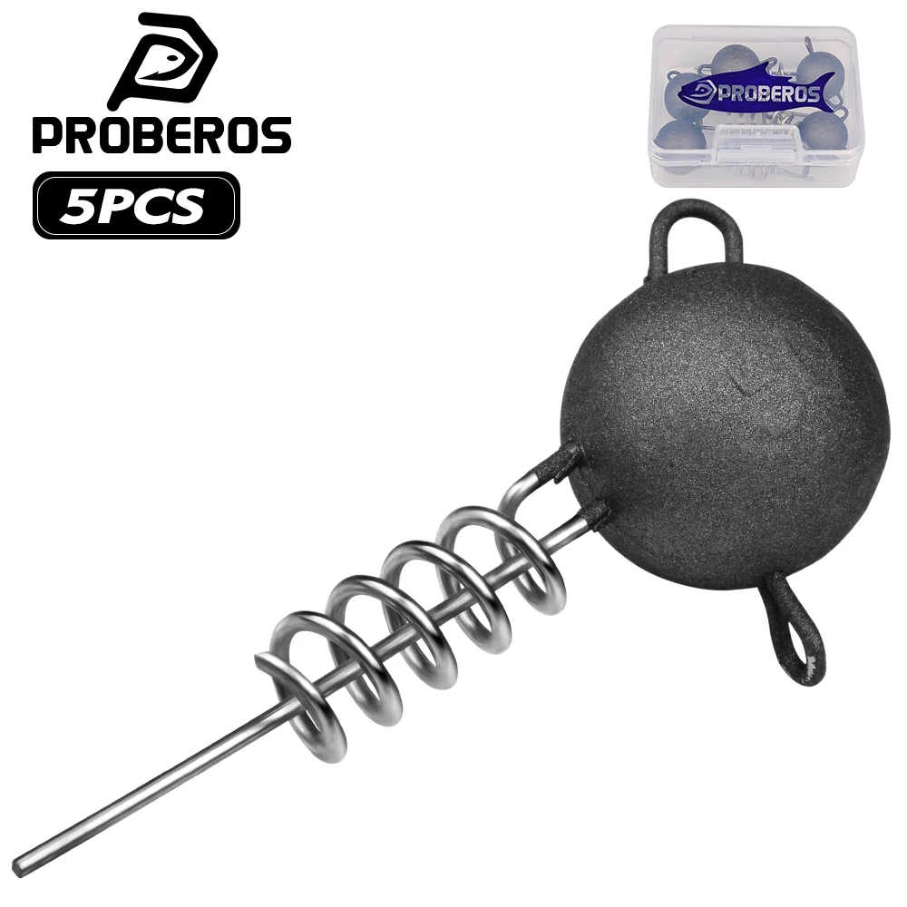 PROBEROS 5 Stück/Box Korkenzieher-Jigkopf mit Schraubspirale Gummi-Softköder Schraubball 7/10/15/20/25/30/50g Angelzubehör Gewicht