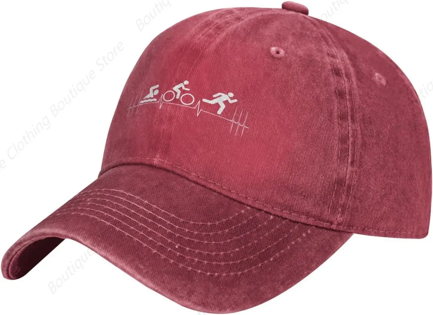 Gorra de béisbol para hombre o mujer, sombrero de camionero de mezclilla, triatlón, latido del corazón, vaquero, negro, gris