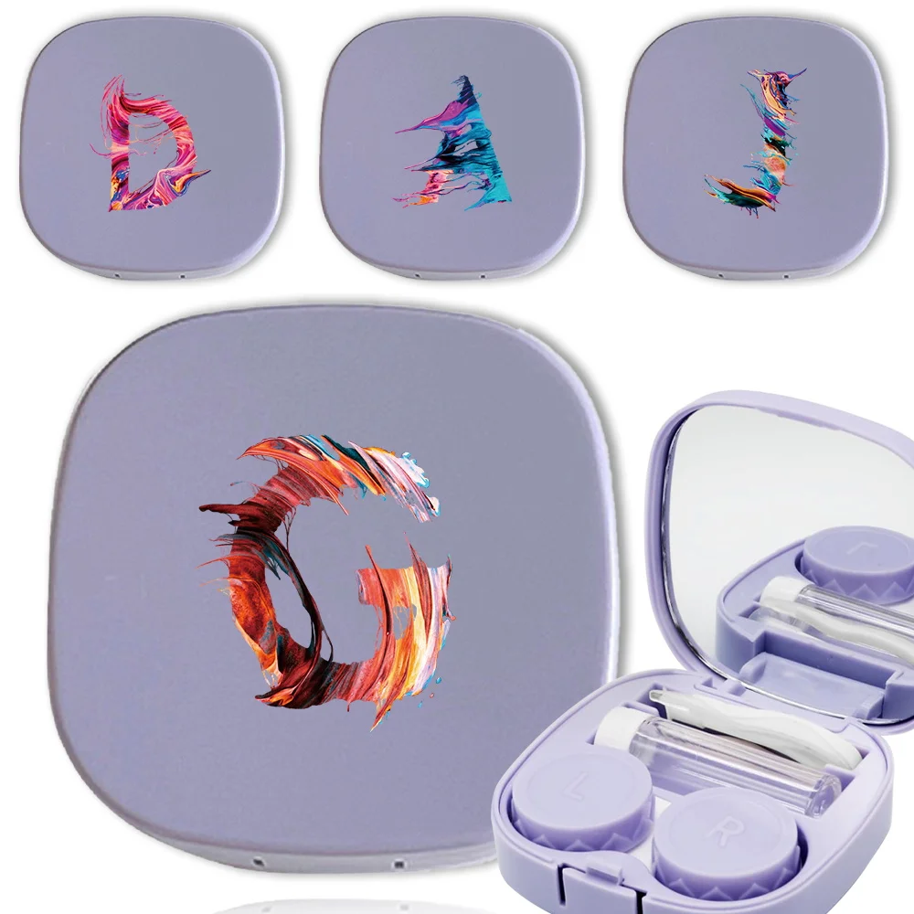 Durable Contact Lens Storage Box Portable With Mirror Contact Lens Case Lens Container With Tweezers Paint Pattern
