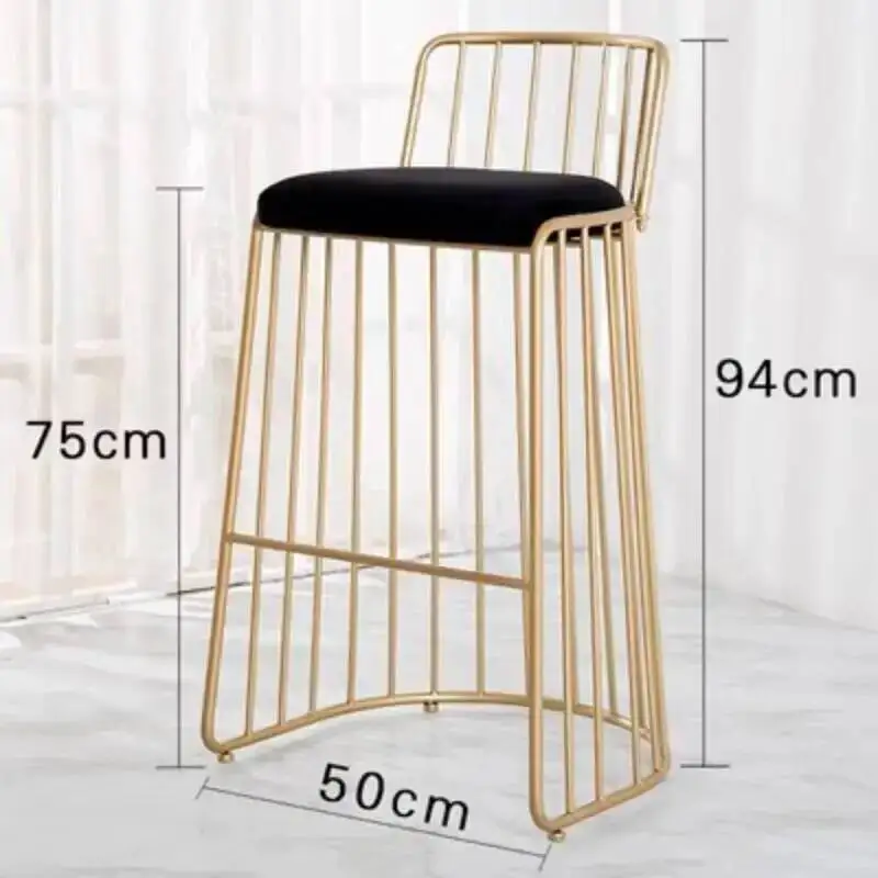 Soft Luxury Waiting Design Bar Gold Nordic Chairs Bar Backrest Minimalist Leg Apartment Stools Modern Sillas De Bar Furniture