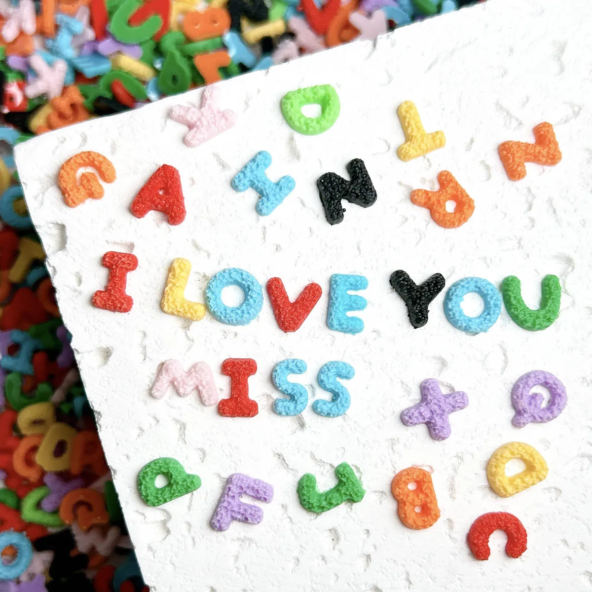 

Creative Matted English Letter Resin Nail Charms 3D Luminous Colored Letter Nail Art Decorations DIY Phone Case Nail Materials