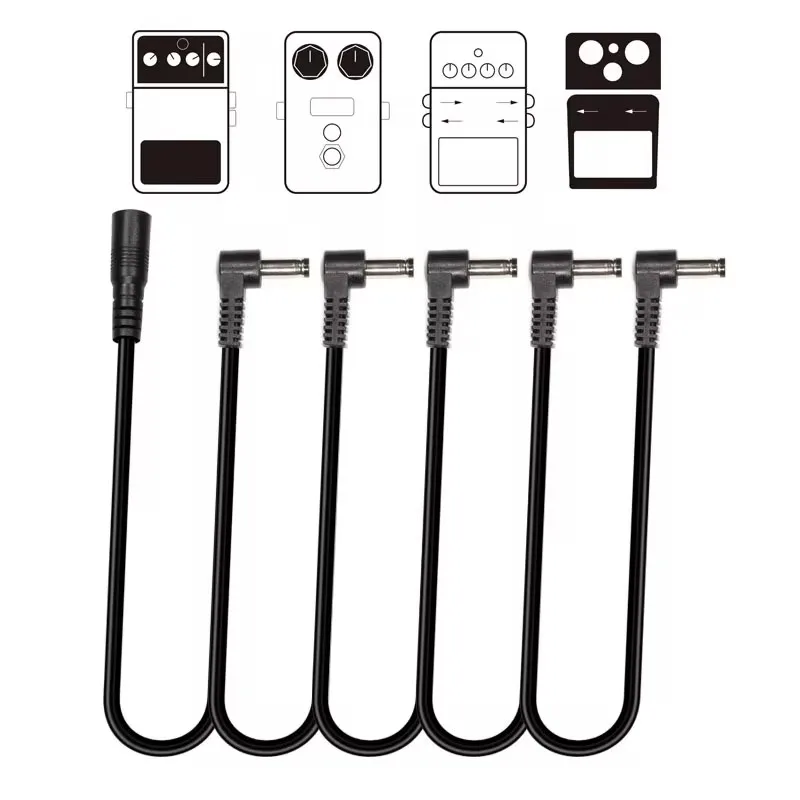 General Guitar Effect Pedals 5 Way Power Daisy Chain Cables Fit For 9V DC Pedal Power Adapter Guitar Effector Accessories