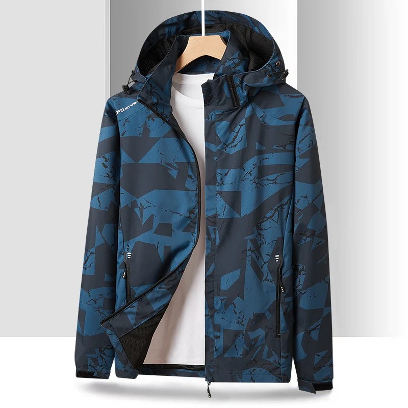 Spring and Autumn Outdoor Running Fitness Windproof Breathable Jacket Men's Casual Versatile Camo Sports Leisure Jacket