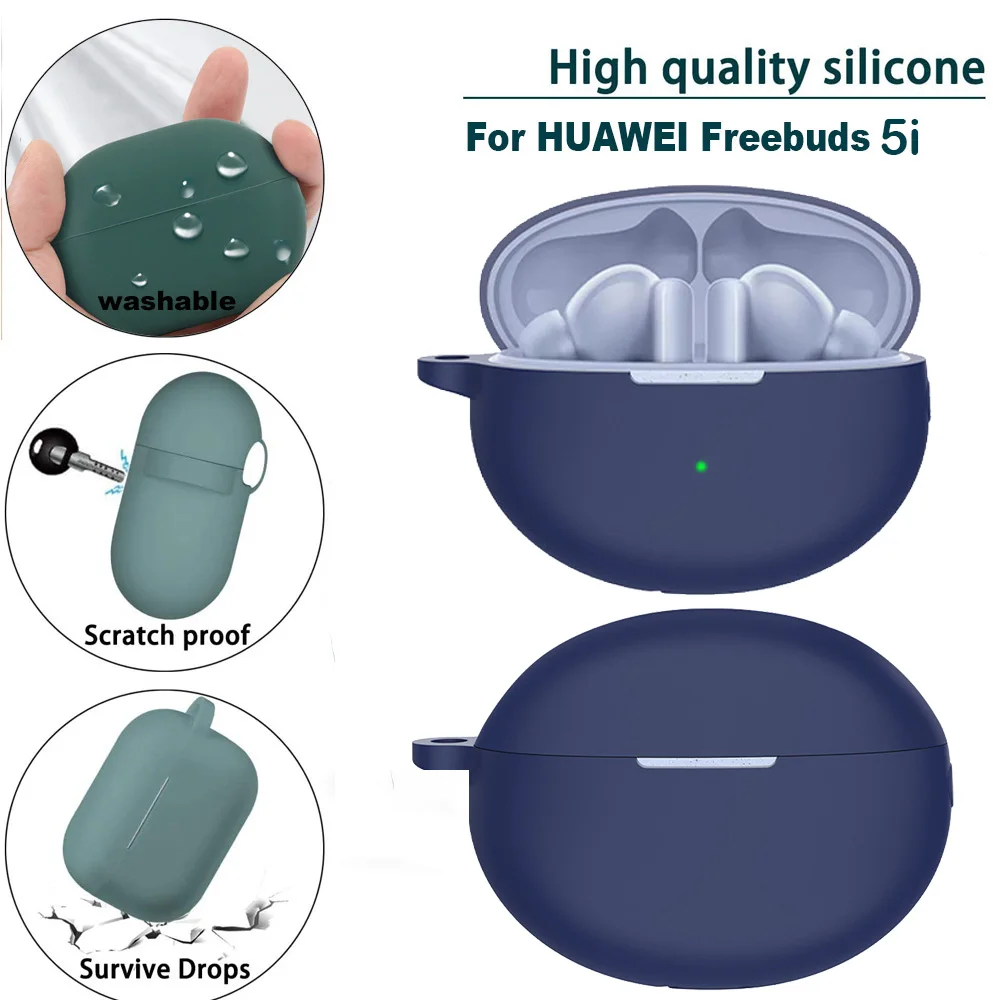 حافظة من السيليكون POYATU Freebuds5i لهاتف Huawei FreeBuds 5i حافظة كاملة واقية من الجلد قابلة للغسل