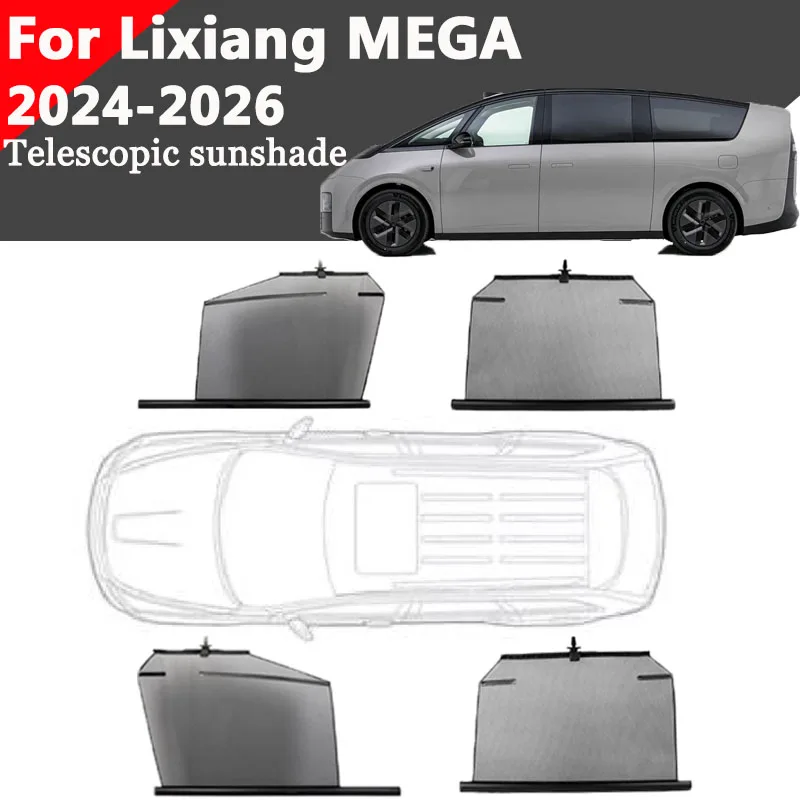 For Lixiang MEGA 2024-2026 Car Telescopic Sunshade Side Window Curtain Sun UV Protection Retractable Visor Auto Accessories
