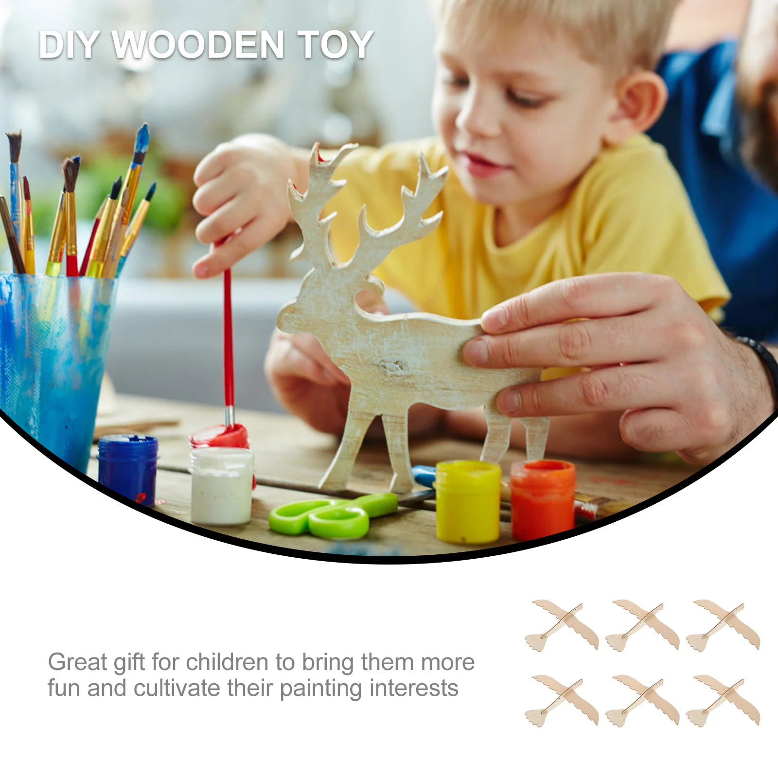 

6шт DIY деревянные украшения ручной работы в форме орла для детей живопись забавные развивающие воображение