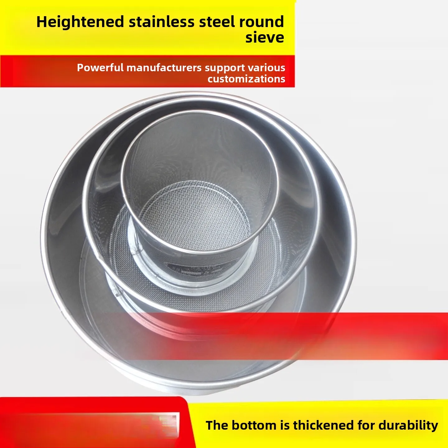 

Jinyuan High-Rise Round Stainless Steel Sieve Filter Mesh Ultra-Fine 10-200 Mesh Steel Wire Sieve Standard Sample Sieve