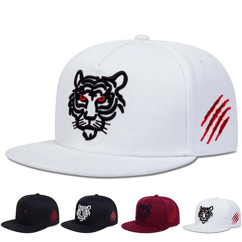 

Unisex Tiger Embroidery Hip-hop Hats Spring Autumn Adjustable Casual Snapback Baseball Caps Outdoor Sunscreen Hat