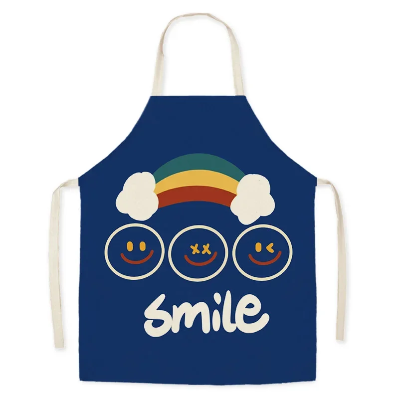 Youth Cartoon Sleeveless Blue Apron Workwear Home Kitchen Cooking Baking Waist Cleaning Protection Delantal Cocina Tablier