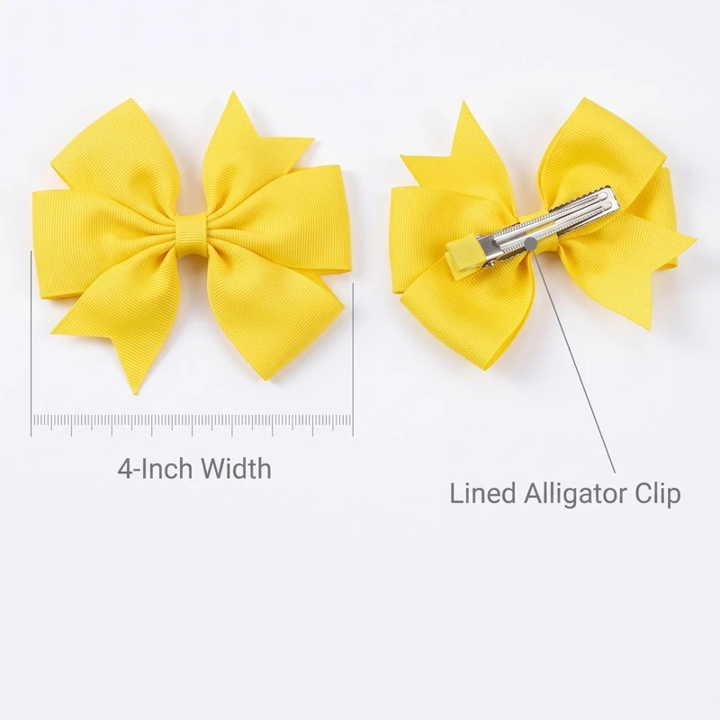 10/18/20/30/36Pcs Solid Color Big Bow Hair Clips Girls Grosgrain Ribbon Barrettes Kids Hair Accessories Multi Color