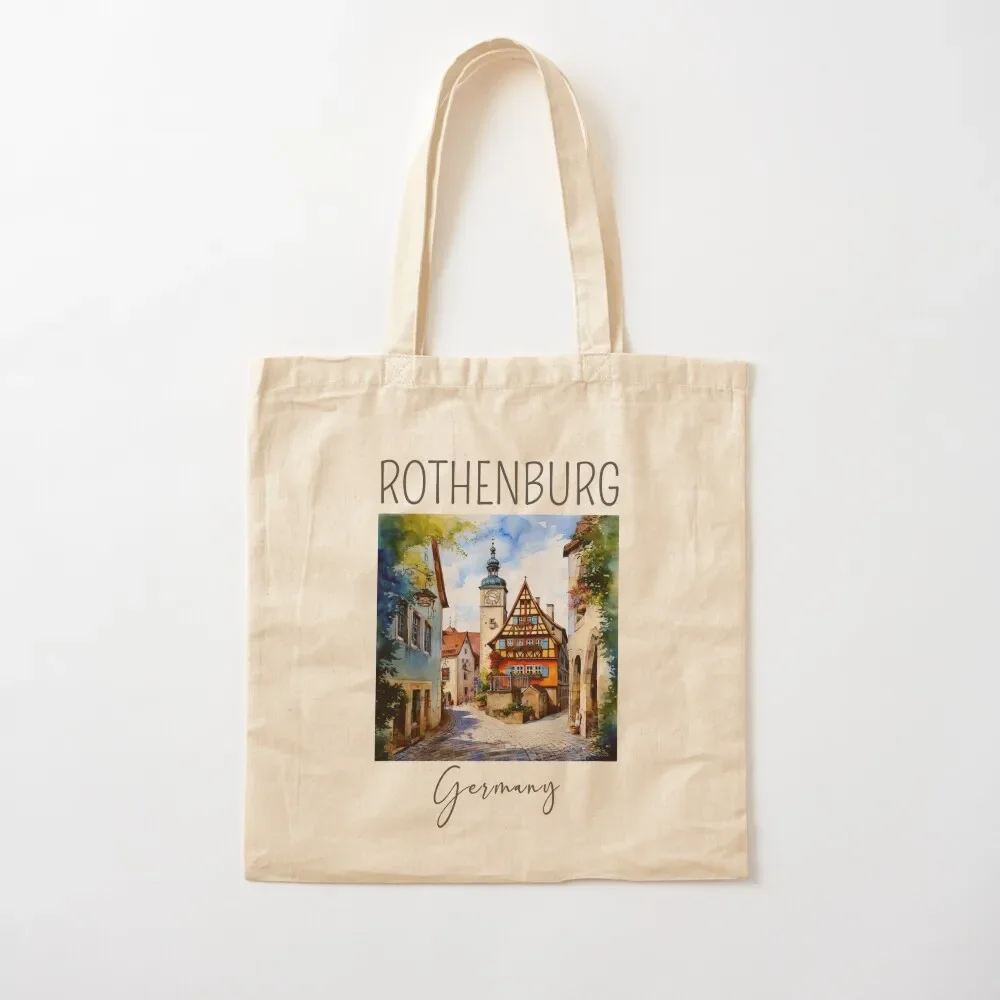 

Watercolor Design of Rothenburg - Germany Tote Bag cute tote canvas shopping personalized