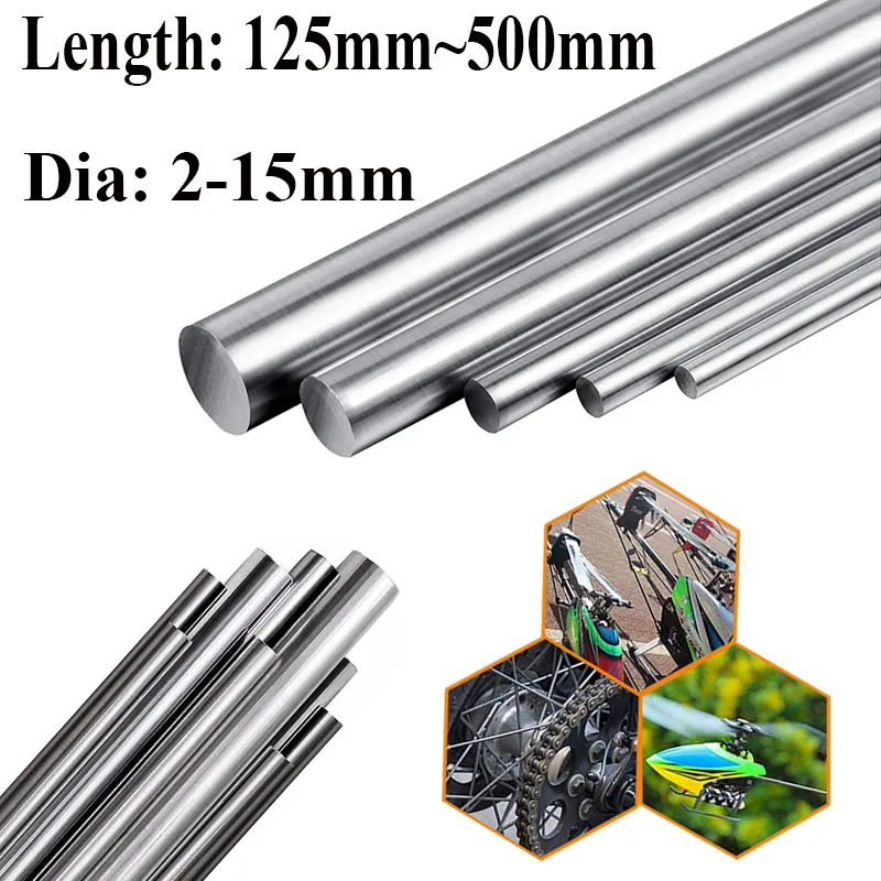 

304 Stainless Steel Rod Diameter 2mm 4mm 5mm 6mm 8mm 10mm 13mm 15mm Linear Shaft Round Ground Bar 125mm 200mm 250mm 330mm 500mm