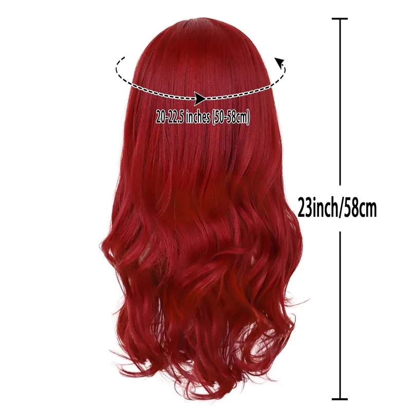 Synthetic Red Long Curly Wigs for Women Natural Hairline Wave Wig with Cap Female Daily Party Halloween Costume Cosplay Wear