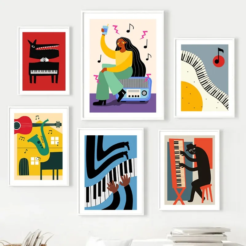 Abstract Music Singers Animal Piano Violin Guitar Posters Prints Canvas Printing Wall Art Picture for Living Room Studio Decor