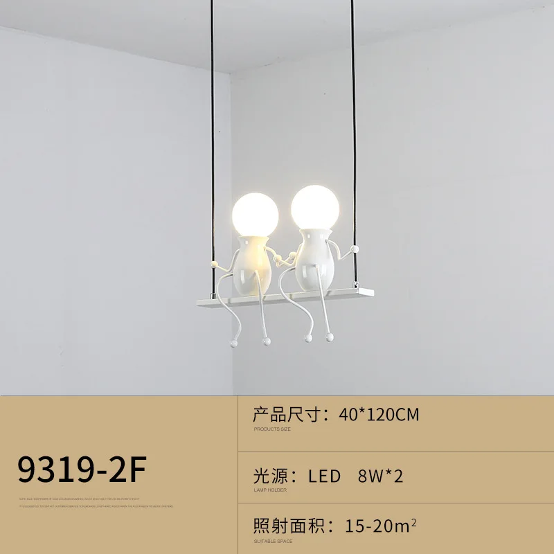 

New Swing Man Cartoon Doll Chandeliers LED Creative Fixtures Iron Bedside Dependent Lamp For Kids Gift Living Room Decorations
