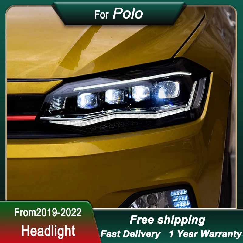 Auto Led Koplampen Voor Vw Polo Plus 2019-2022 Kristallen Stijl Volledig Led Achterlicht Koplamp Drl Koplamp Voorlicht Montage