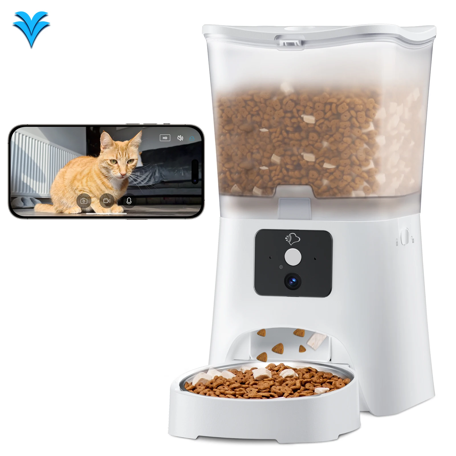 

Hot Sales Video Wifi APP Control 3L Dog Cat Food Dispenser Timed Pet Feeder With Stainless Steel Bowl Automatic Pet Feeder