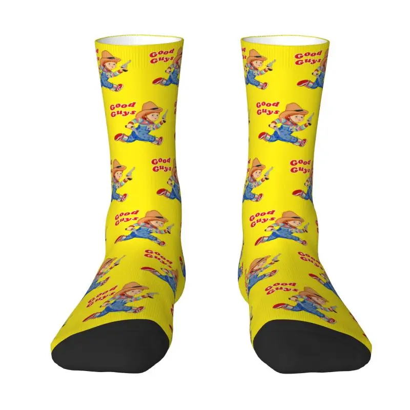 Cartoon Good Guys Cowboy Dress Socks for Men Women Warm Fashion Novelty Child's Play Chucky Crew Socks