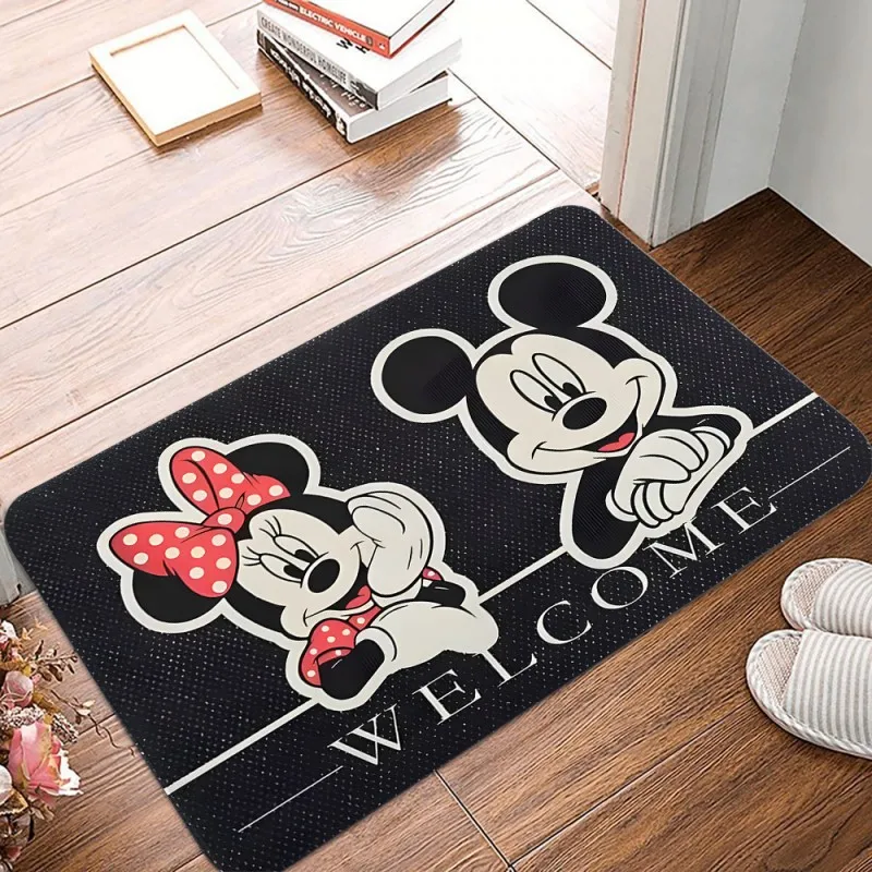 MINISO Disney Mickey & Minnie Welcome Door Mat Non-Slip Entrance Rug for Living Room Bedroom Kitchen Laundry Indoor Outdoor Mat