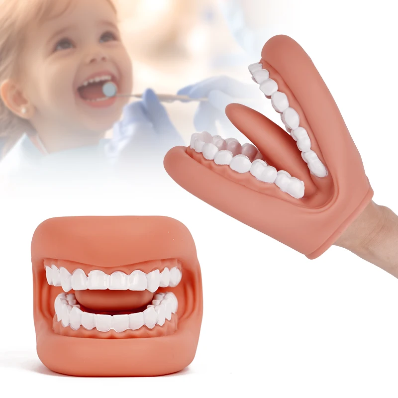 

1 set Mouth Hand Puppet with Tongue Kids Silicone Speech Therapy Teeth Model with Toothbrush Teaching Model