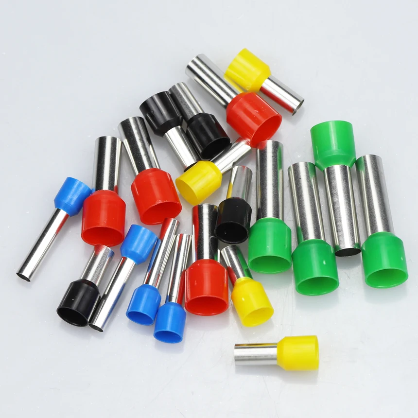 E VE1008 VE1010 VE1012 VE1018 Copper 1mm2 #18AWG Wire Crimp Sleeve Connector Insulated Cord End Pin Ferrule Cable Lug Terminal