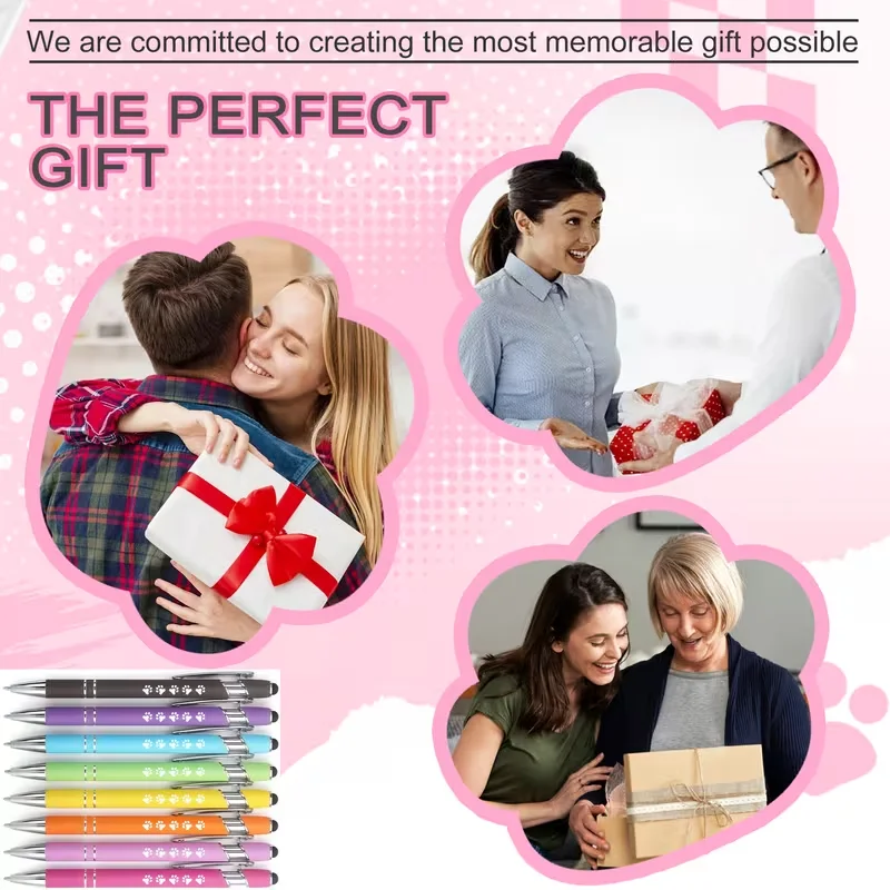 A set of 8 ballpoint pens, featuring cat and dog paw prints, is an ideal choice for office use by pet lovers.