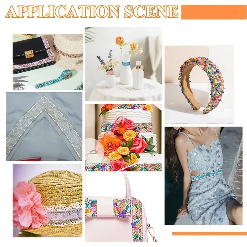 Afbeelding 7: Zelfklevende strassstrip boordecoratie DIY-accessoire, kan worden gebruikt voor verschillende tassen, kleding, schoenen, hoedendecoratie