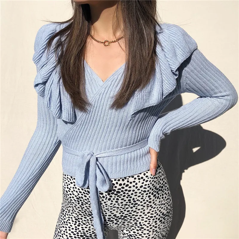 2024 Elegant V-neck Lace Slim Cardigan Women Fashion Temperament Knitted Sweater Spring Autumn Fashion Chic Long Sleeve Sweater