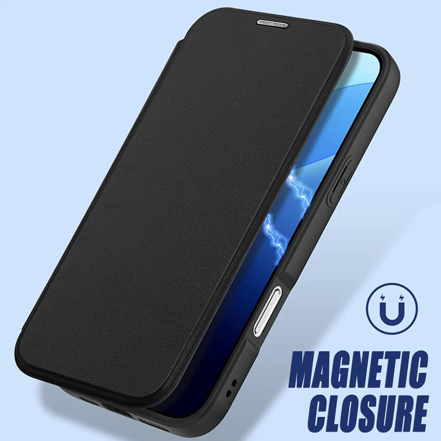 Casing Dompet untuk iPhone 16/16 Plus/16 Pro/16 Pro Max Casing Magnetik Bening Kulit dengan Penutup Perlindungan Penuh Flip Cincin Jari