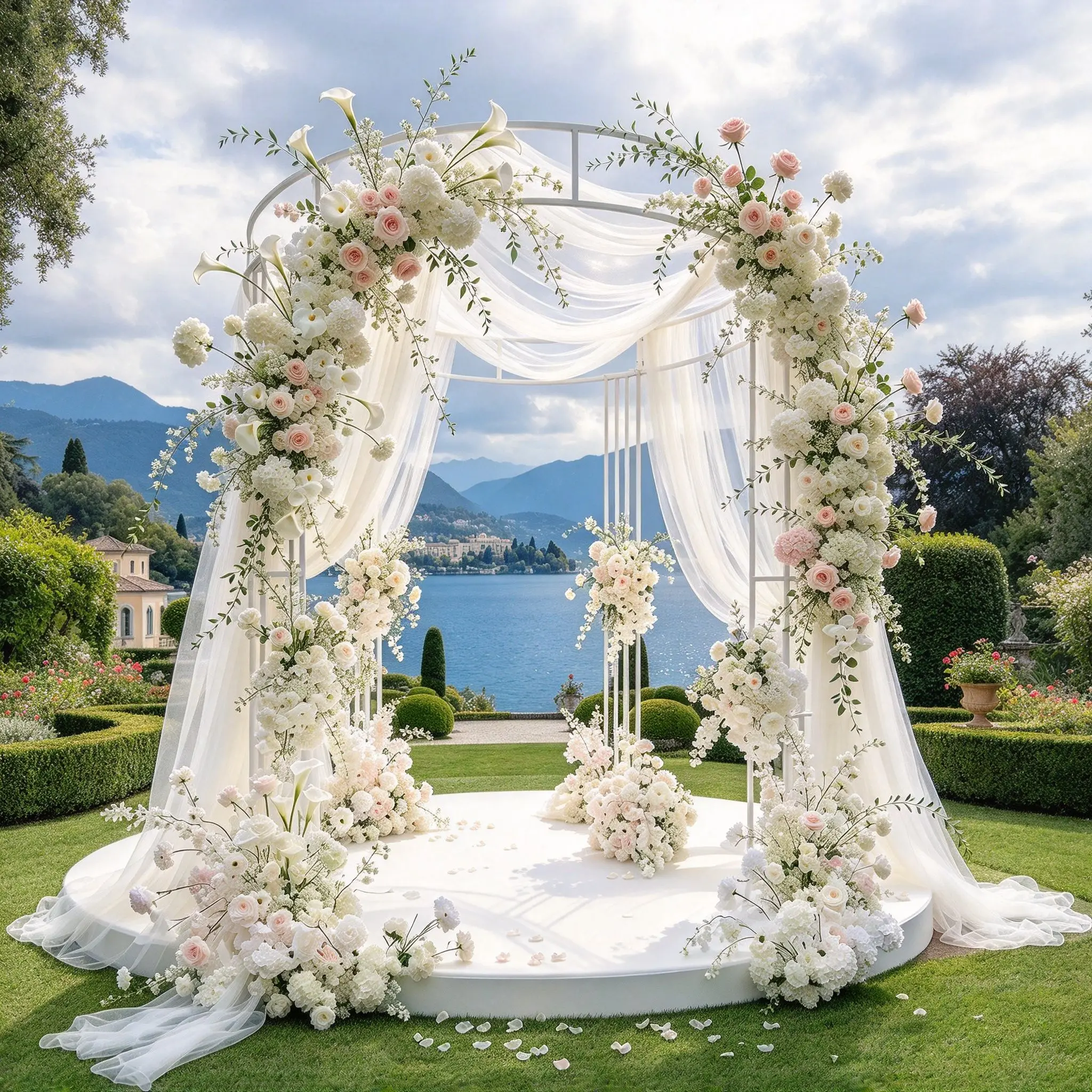 Adjustable Height Round Backdrop Stand Metal Wedding Arch Frame Draped Canopy Floral Rack For Bridal Shower Birthday Party Decor