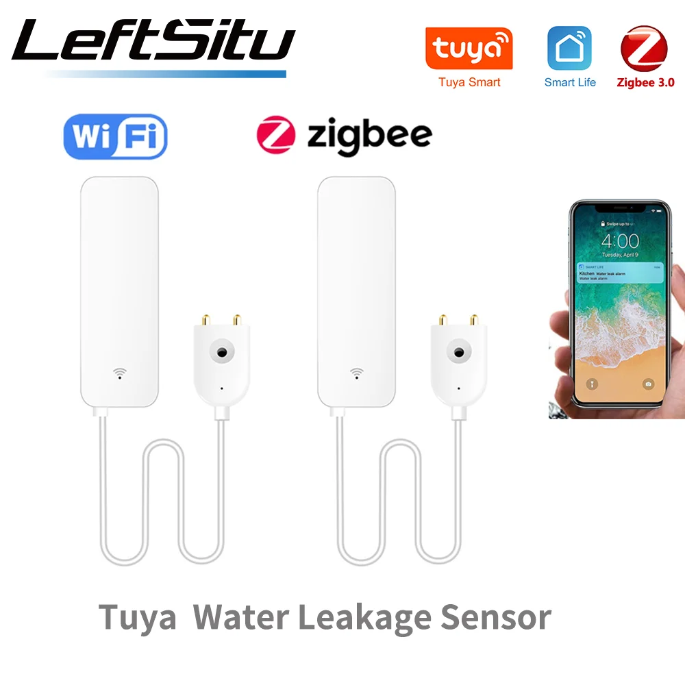 Tuya WiFi Zigbee Water Leak Sensor, Water Leak Detector, Smartlife APP Notification Alerts,Water Flood Leak Alarm Home Security