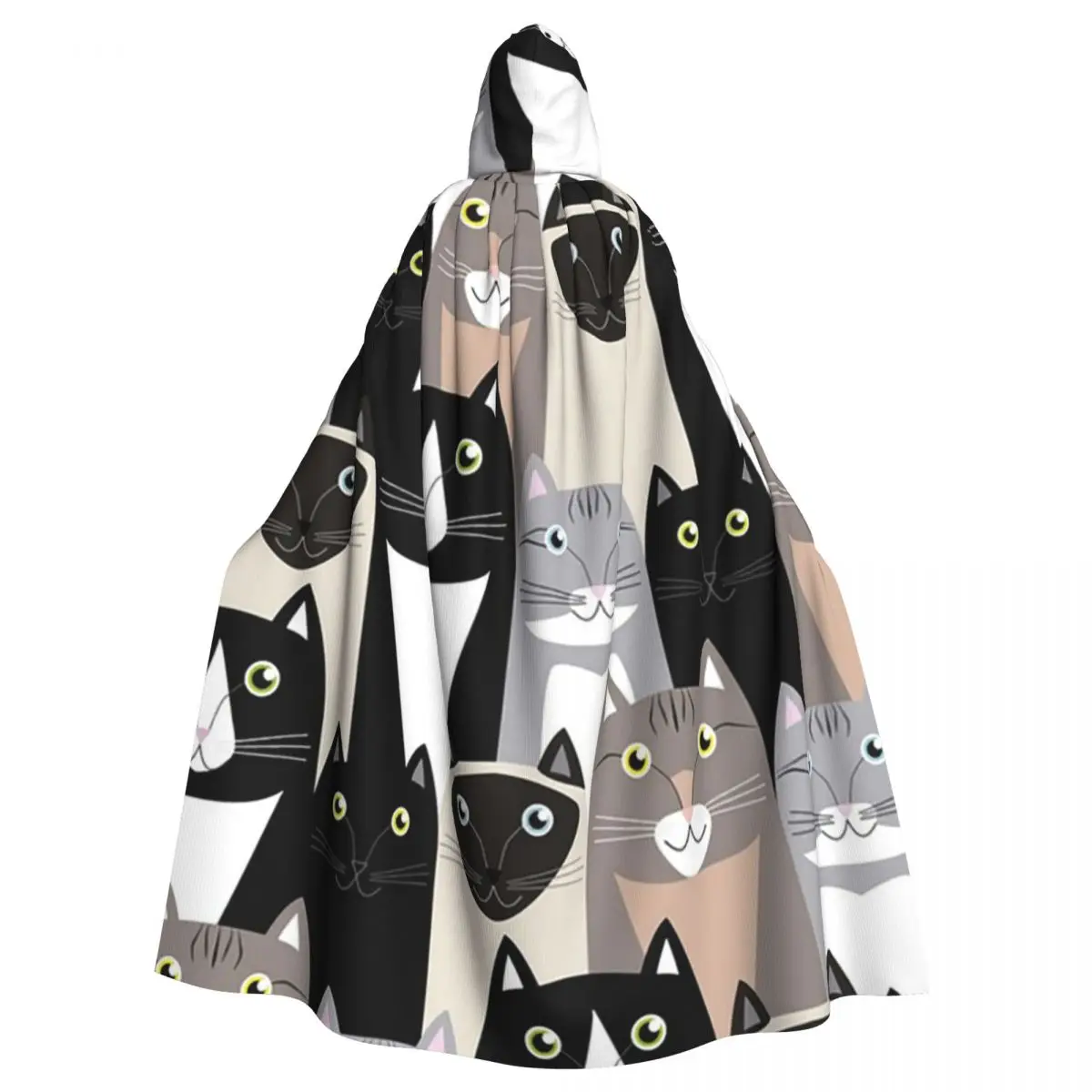 猫ロングフード付きマント魔女中世コスチュームコスプレケープハロウィンヴァンパイア大人ユニセックス