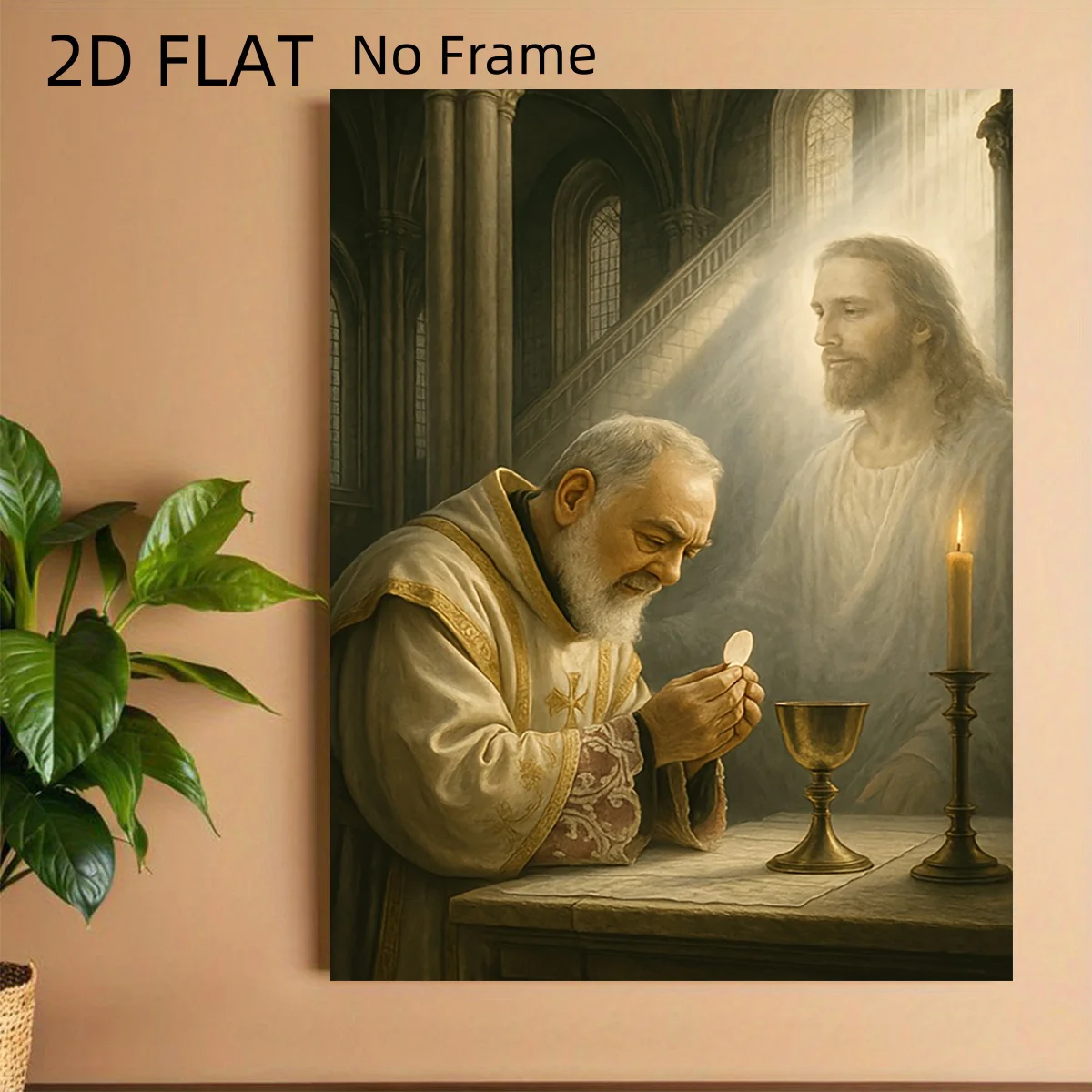 2027 1pc    Frameless Poster Saint Padro Pio Flat Printing Canvas Painting, Ideal for Religious Wall Decor. Aesthetic Catholi