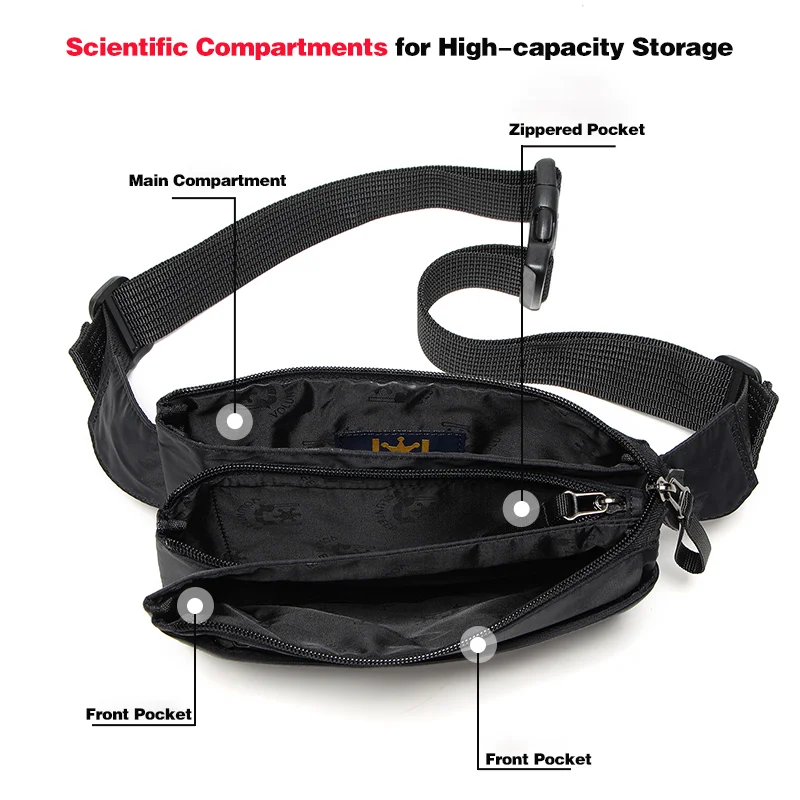 VOLUNTEER Waist Bags for Men 2026 New Light Weight Fashion Travel Casual All-match Outdoor Sport Nylon Crossbody Bags  1713-16