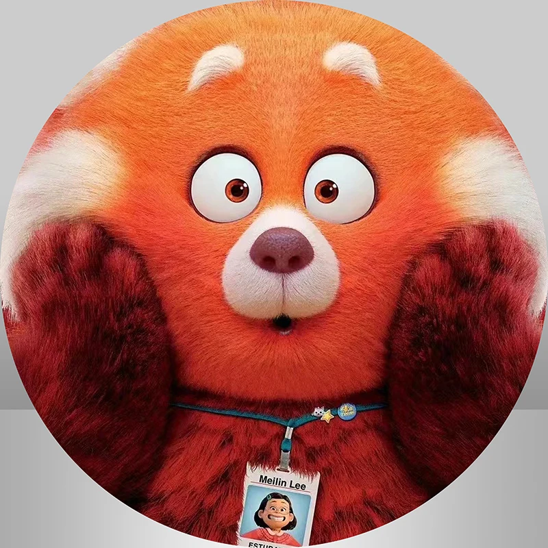 Turning Red Birthday Party Round Backdrop Cover Kids Baby Shower Photography Background Banner Circle Cake Table Bannner Custom