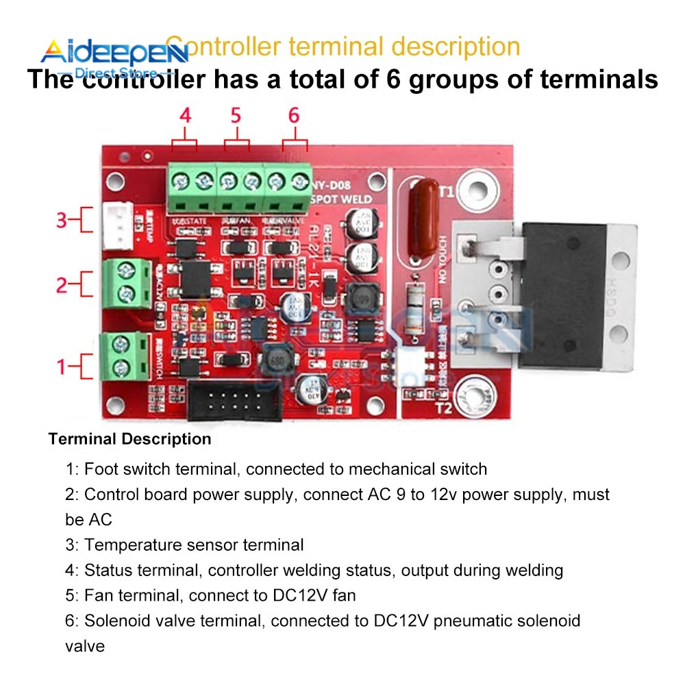 Imagem -03 - Máquina de Solda a Ponto Controlador Pneumático Cor Display Lcd Multi-ponto Personalização com Sensor de Temperatura Ny-d08 100a