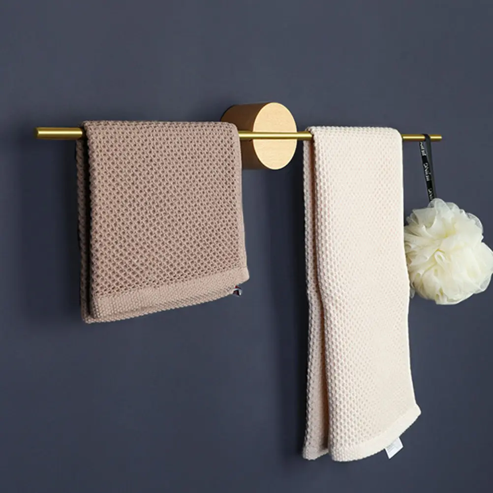 

1 шт. Прочная деревянная латунная вешалка для полотенец с дизайнерским решением для экономии места, для сушки полотенец, без сверления, держатель для полотенец, аксессуар для ванной комнаты