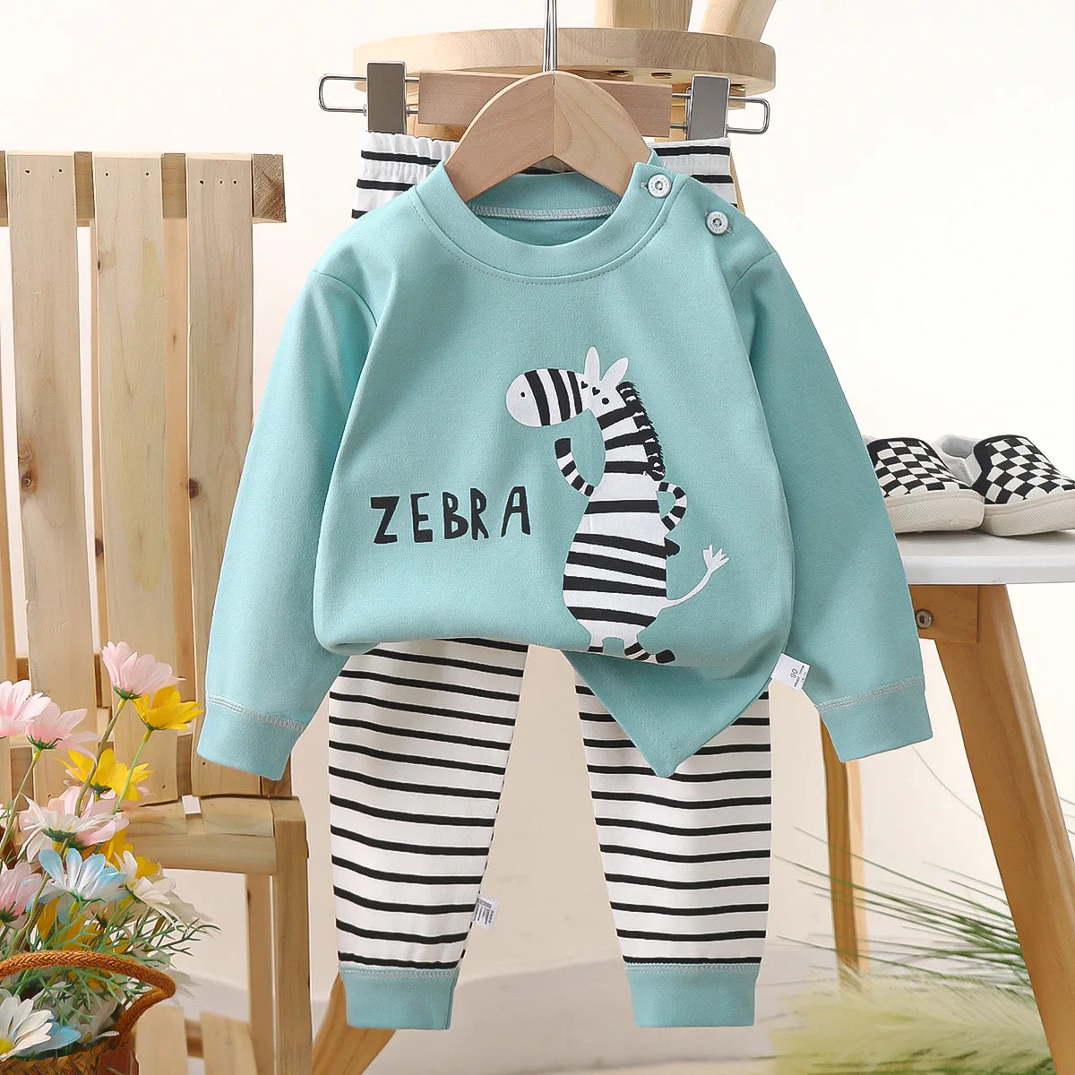 Spring Toddler Girl Clothes Boys Sets Clothing Casual Cartoon Cute Stripe Cotton Long Sleeve Baby Tops+Pants Kids Outfits BC479