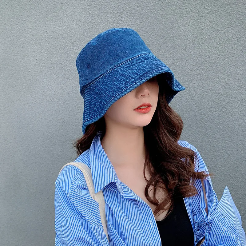 Women Bucket Hat Girls Beach Travel Outdoor Denim Fisherman Hat Fashion Sun Hat